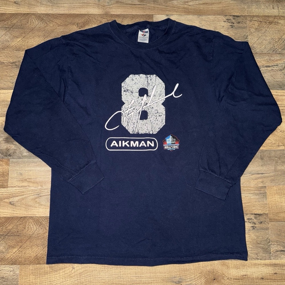 Dallas Cowboys Troy Aikman Pro Football Hall Of Fame Longsleeve T-Shirt Mens L